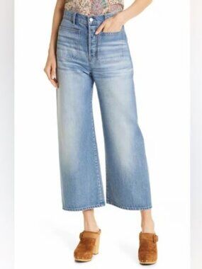 Veronica Beard Grant Extra High Rise Wide Leg Cropped/Ankle Jeans Size 27